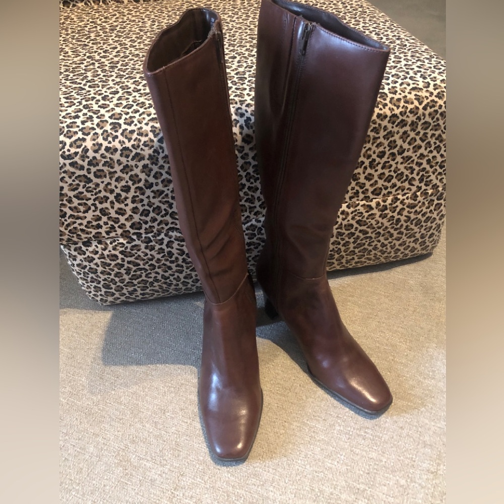 a.n.a Leather Boots, Leather Upper, Brown, size 7.5